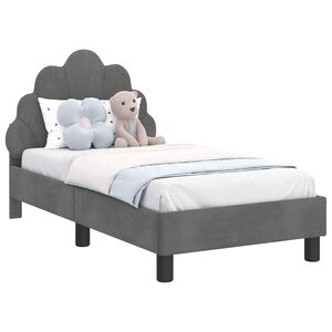 vidaXL Легло за малко с главна дъска Тъмносиво 70 x 140 cm Кадифе
