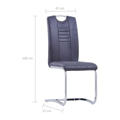 vidaXL Конзолни трапезни столове, 4 бр, сиви, изкуствен велур
