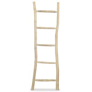 vidaXL Стълба за кърпи, 5 стъпала, тиково дърво, 45x150 cм, натурална