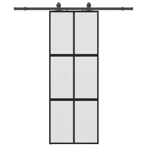 vidaXL Плъзгаща се врата с комплект обков Черно 76x205 cm