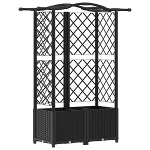 vidaXL Повдигнато легло с решетка и покривка Черно 122 x 40 x 138 см