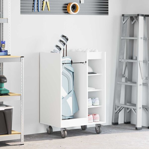 vidaXL Голф шкаф с колело Едноцветен Бяло 65 x 45 x 98 см