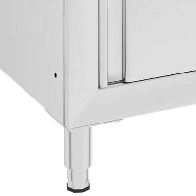 vidaXL Търговска работна маса с шкаф 60x60x96 см неръждаема стомана