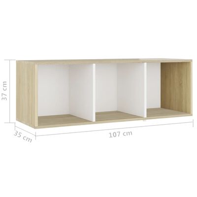 vidaXL ТВ шкафове, 2 бр, бяло и дъб сонома, 107x35x37 см, ПДЧ