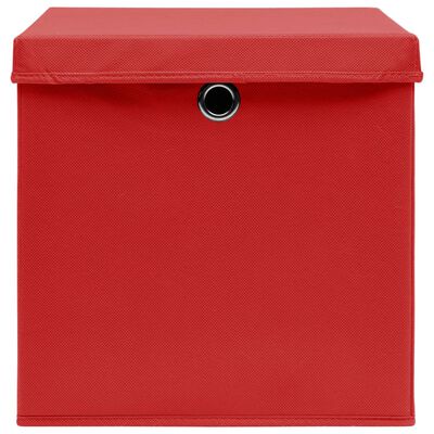 vidaXL Кутии за съхранение с капаци 4 бр червени 32x32x32 см плат