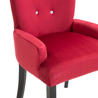 vidaXL Трапезни столове с подлакътници, 4 бр, червени, кадифе