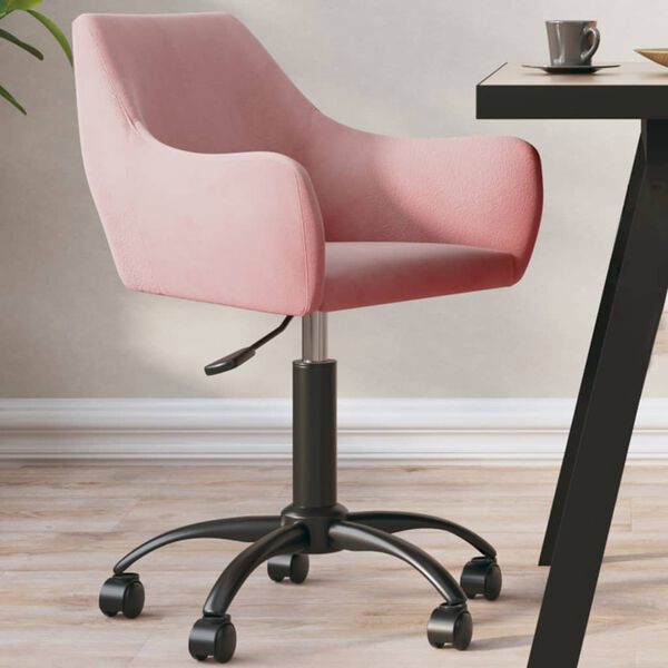 vidaXL Въртящ се трапезен стол, розов, кадифе