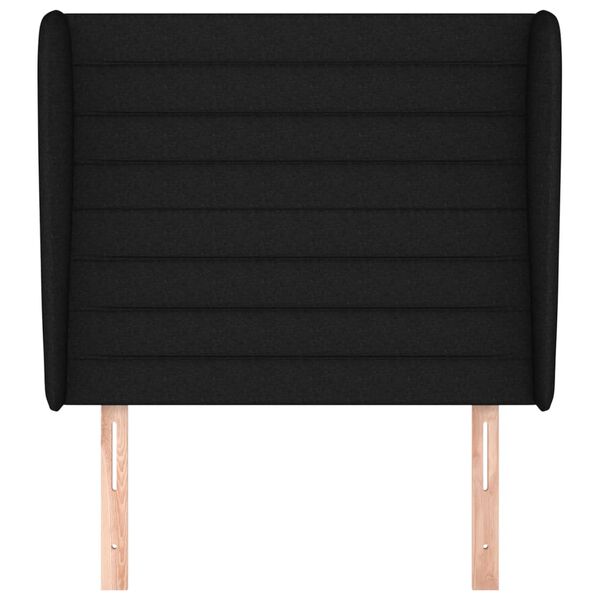 vidaXL Горна табла за легло с уши, черна, 103x23x118/128 см, плат