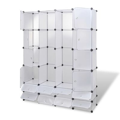 vidaXL Модулен шкаф с 18 отделения, бял, 37x146x180,5 см