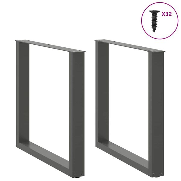 vidaXL Крака за трапезна маса, U-образни, 2 бр., антрацит, 90x(72-73) см, стомана