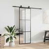 vidaXL Плъзгаща се врата с обков черна 76x205 см ESG стъкло