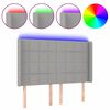 vidaXL LED горна табла за легло, светлосива, 147x16x118/128 см, плат