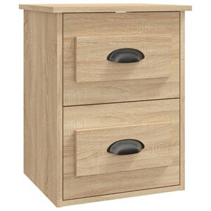 vidaXL Нощно шкафче за стенен монтаж, сонома дъб, 41,5x36x53 см