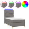 vidaXL Боксспринг легло с матрак и LED, тъмносиво, 80x200 см, плат