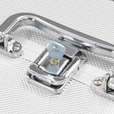 vidaXL Куфар за гримове, 22x30x21 см, сребрист, алуминий