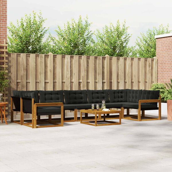 vidaXL Комплект дивани за открито 8 pcs Естествено и черно