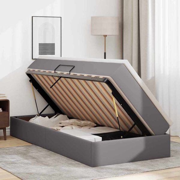 vidaXL Легло с място за съхранение и матрак с матрак Сив 100 x 200 cm