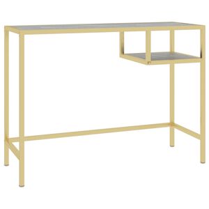 vidaXL Компютърно бюро, черен мрамор, 100x36x74 см, закалено стъкло