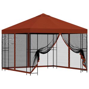 vidaXL Градинска беседка със стени 3 x 3 m Теракота