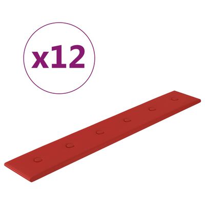 vidaXL Стенни панели 12 бр виненочервени 90x15 см изк. кожа 1,62 м²