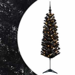 vidaXL Изкуствена тясна коледна елха с топка 150 см 150 LED светодиода