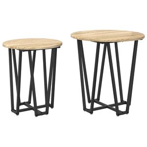 vidaXL Комплект помощни маси 2 pcs Сономски дъб и черно