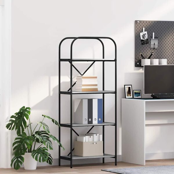 vidaXL Рафт за книги Сив Сонома 60 x 30 x 146 см Инженерно дърво