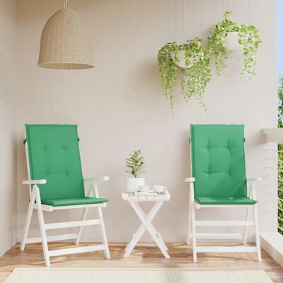 vidaXL Възглавници за столове с облегалки 2 бр зелени 120x50x3 см плат
