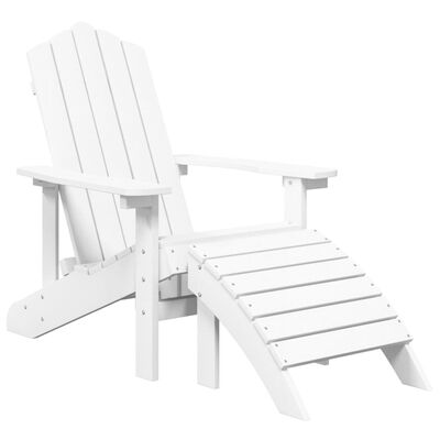 vidaXL Градински стол Adirondack с табуретка, HDPE, бял