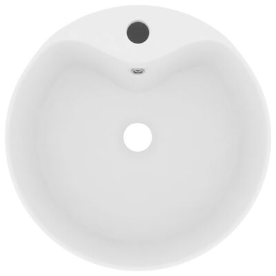vidaXL Луксозна мивка с преливник бял мат 36x13 см керамика