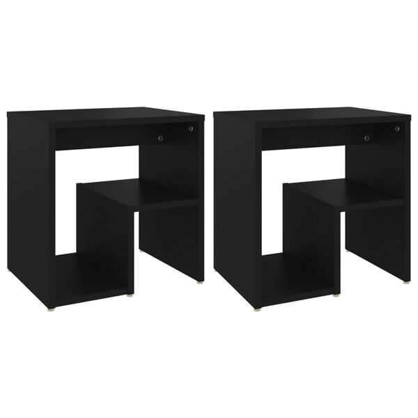 vidaXL Нощни шкафчета, 2 бр, черни, 40x30x40 см, инженерно дърво