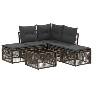 vidaXL Градински Софа Комплект 6 pcs Сиво полиратан