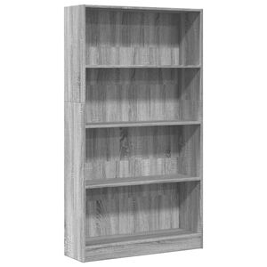 vidaXL Библиотека, сив сонома, 80x24x143 см, инженерно дърво