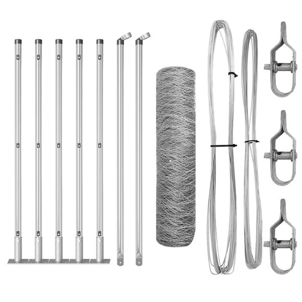 vidaXL Стълб за ограда. Сребрист 10 x 0,4 м (50 мм мрежа) Стомана