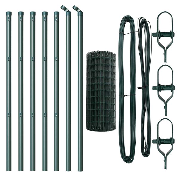 vidaXL Ограда с пост Зелен 0,4 x 10 м Стомана и PVC