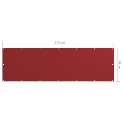 vidaXL Балконски параван, червен, 90x300 см, оксфорд плат