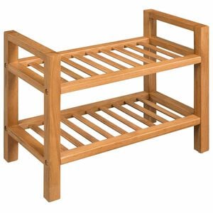 vidaXL Поставка за обувки с 2 рафта, 50x27x40 см, дъбов масив