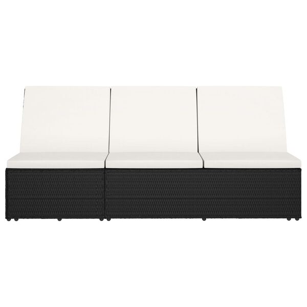 vidaXL Трансформиращ се шезлонг с шалте, полиратан, черен