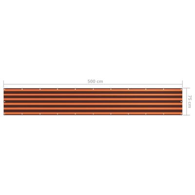 vidaXL Балконски параван, оранжево и кафяво, 75x500 см, оксфорд плат