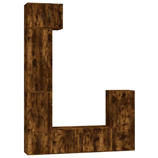 vidaXL Комплект ТВ шкафове от 5 части, опушен дъб, инженерно дърво