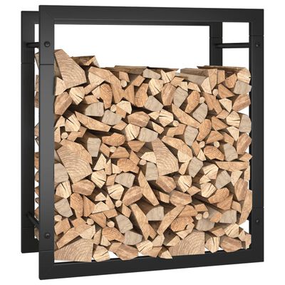 vidaXL Стойка за дърва за огрев, черен мат, 50x28x56 см, стомана