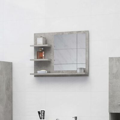 vidaXL Огледало за баня, бетонно сиво, 60x10,5x45 см, ПДЧ