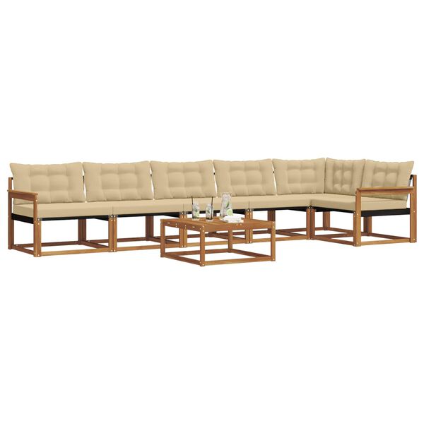 vidaXL Комплект дивани за открито 7 pcs Натурален и Бежов