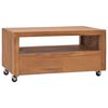 vidaXL ТВ шкаф с колелца, 80x50x42 cм, тиково дърво масив