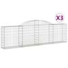 vidaXL Габионни кошници арка 3 бр 300x30x80/100 см поцинковано желязо