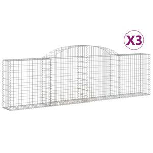 vidaXL Габионни кошници арка 3 бр 300x30x80/100 см поцинковано желязо