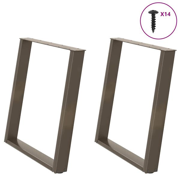 vidaXL Крака за трапезна маса, U-образни, 2 бр., естествена стомана, 80 x (72-73) см, стомана