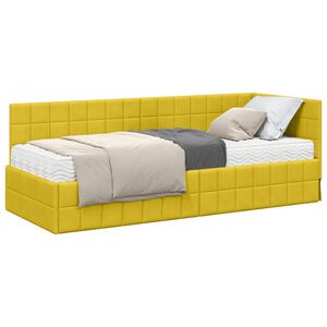 vidaXL Ъглова рамка за легло с матрак 2 бр. Жълто 80 x 200 cm Кадифе