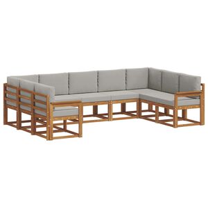 vidaXL Комплект дивани за открито 9 pcs Естествено и светло сиво