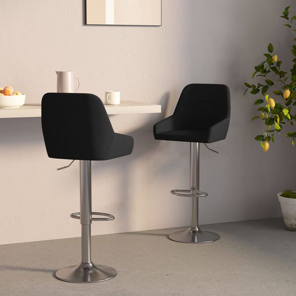 vidaXL Бар табуретки, 2 бр, черни, текстил